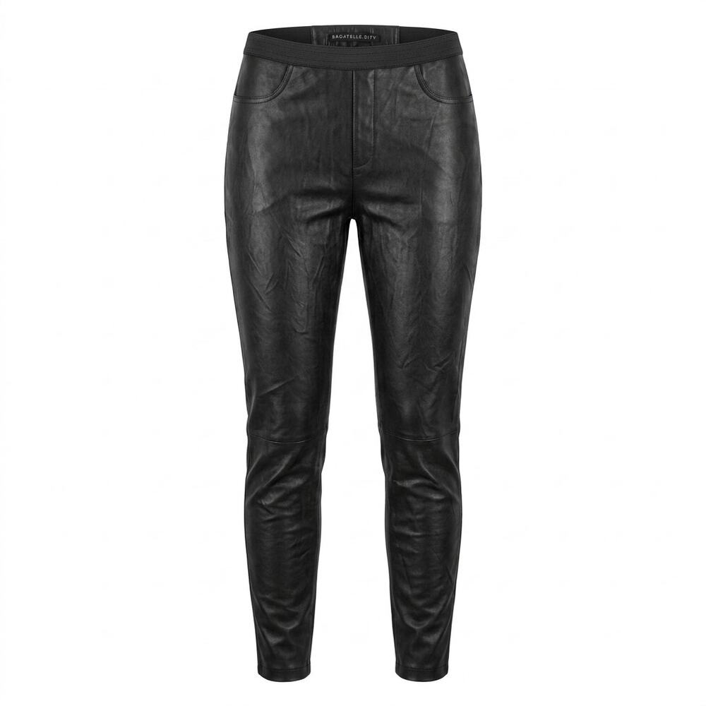 Bagatelle City Black Genuine Leather Stretch Skinny Pants Women Size S